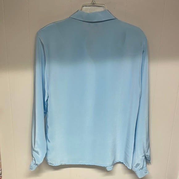 Jaclyn Smith Sky Blue Satin Blouse - Picture 4 of 12